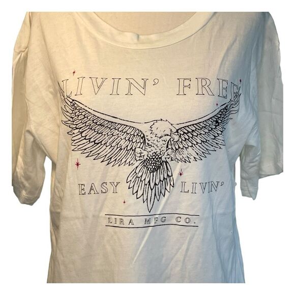 Lira Livin' Free Eagle Graphic Tee Short Sleeve Crewneck L - Picture 2 of 4